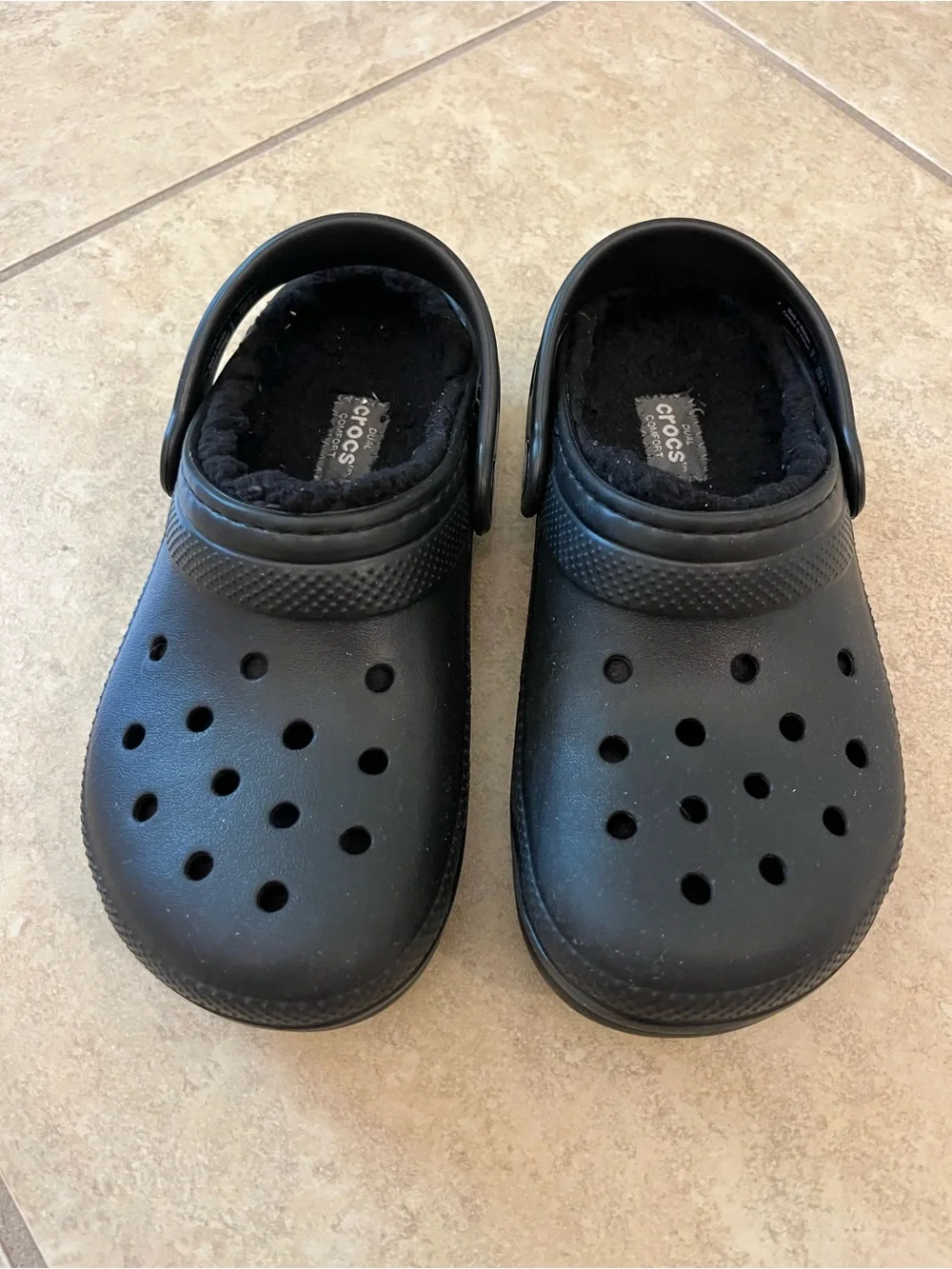 CROCS Kids Classic Plush-Lined Clog in Black
